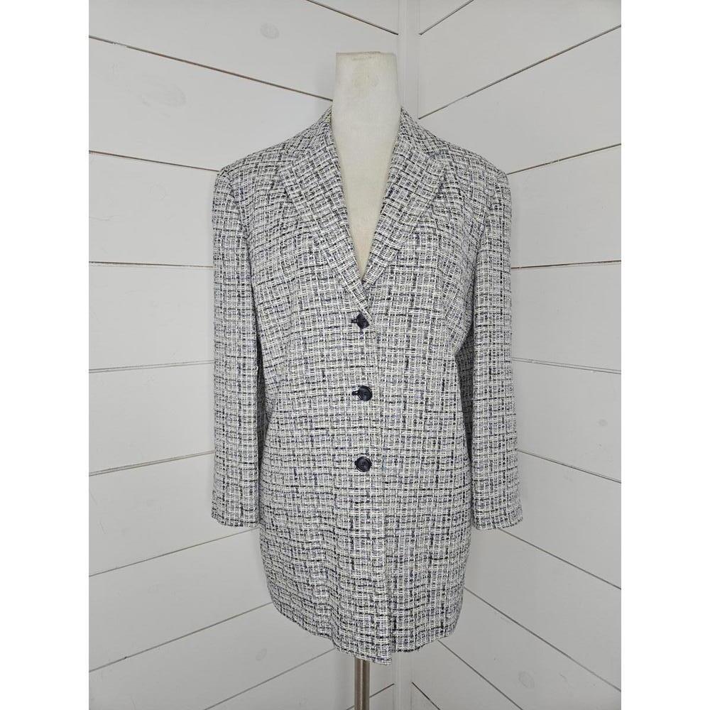 Vintage XL Austin Reed white creme & blue tweed blazer